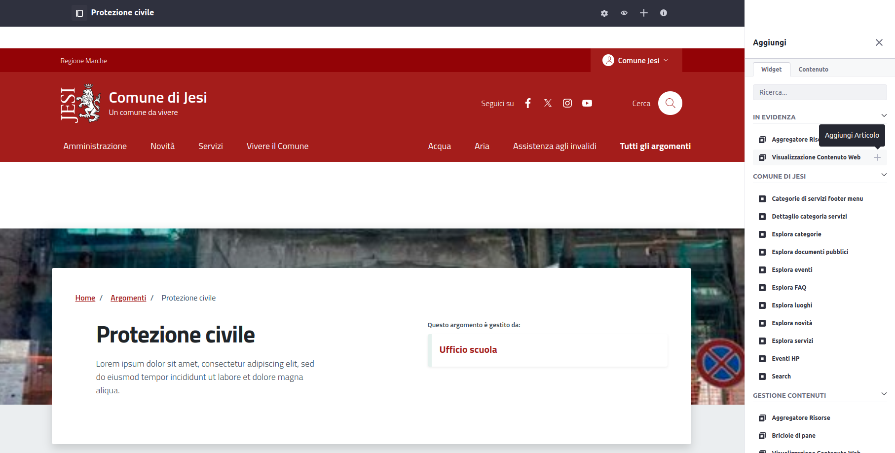 Visualizzazione argomento