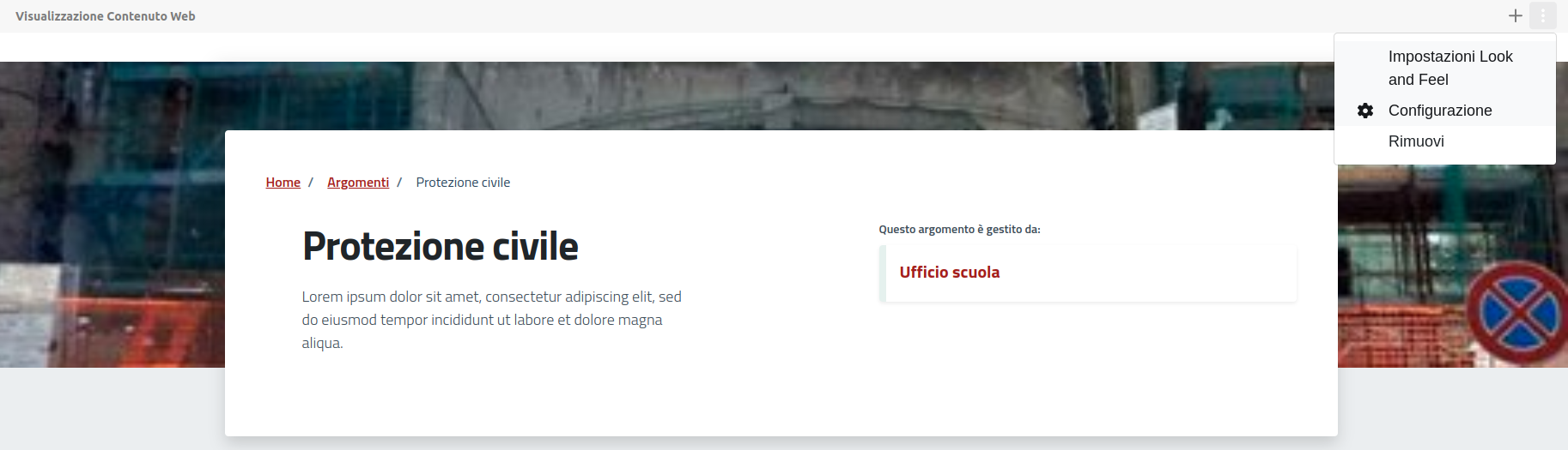 Configurazione visualizzazione argomento